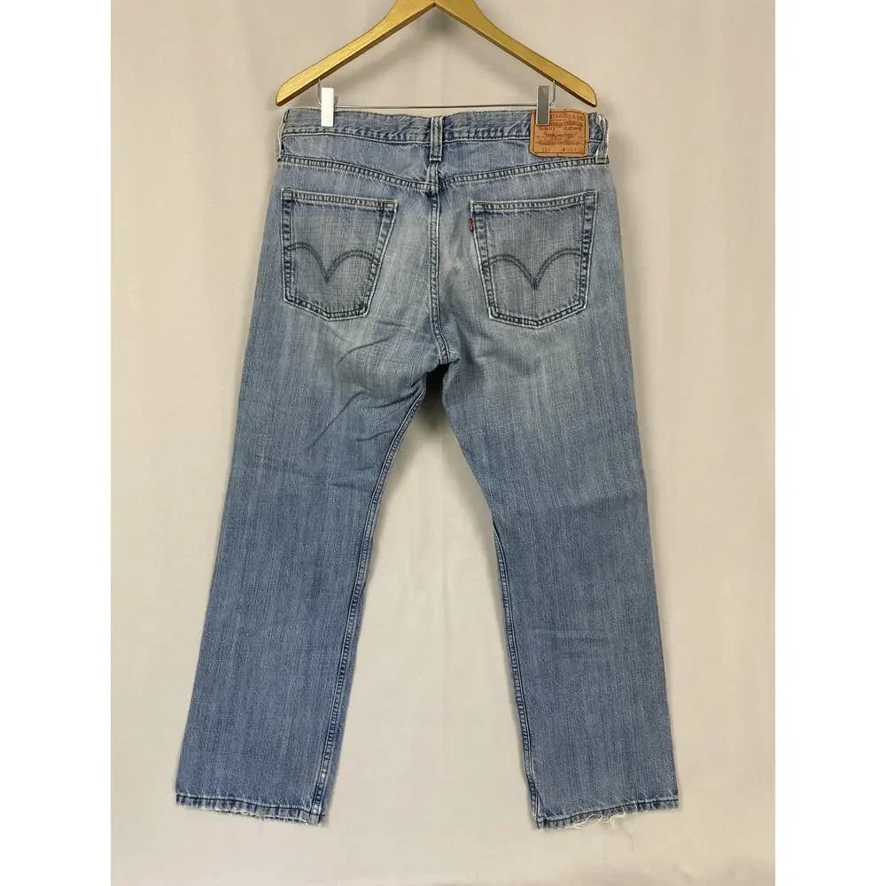 Levis 514 Jeans Mens 36x30 Light Wash Blue‎ Slim Straight Leg Denim Casual Y2K